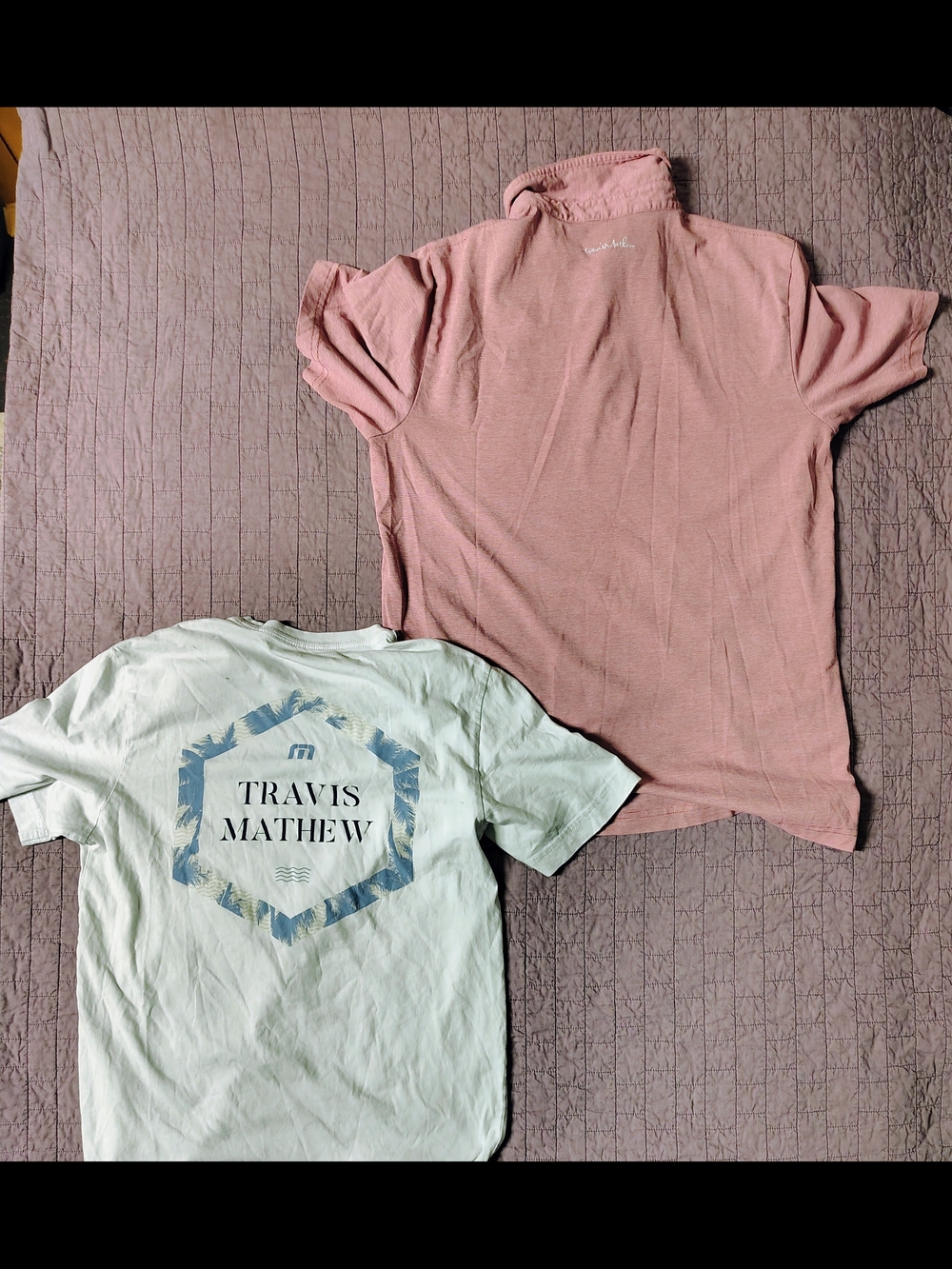 Travis Mathew Rose Pink Polo with Graphic Tee - Picture 3 of 8